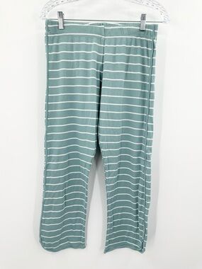 LAKE Pajama Pants Elastic Waist Pima Cotton Striped Teal/White Size Small